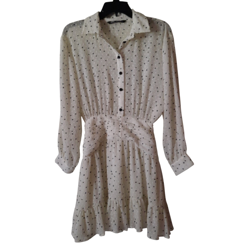 Zara White Polka Dot Mini Dress